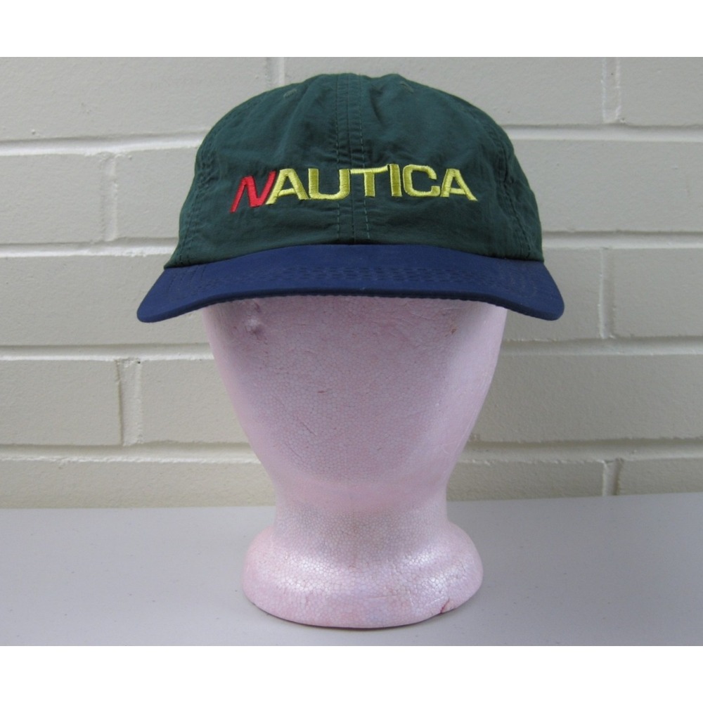 Vintage 90s Nautica Baseball Hat Embroidered Colorblock Strapback Cap Nautical